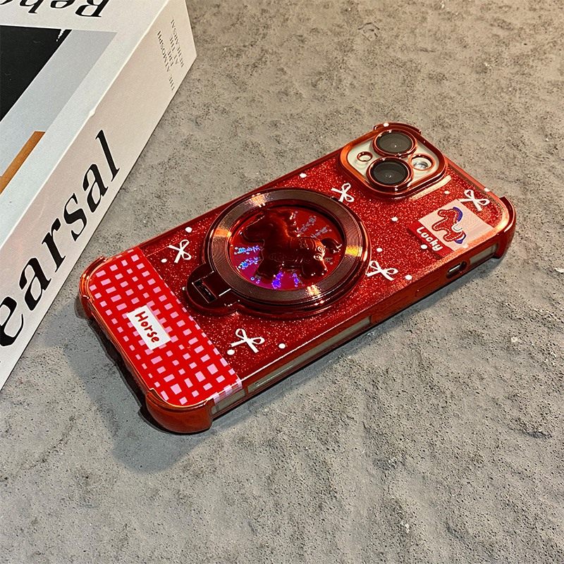 手机壳硅胶闪粉新年红色2026马年