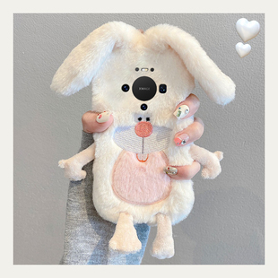 丑萌刺绣龅牙兔适用华为mate80pro+手机壳meta80promax斜挎80rs非凡大师可背带80gts秋冬季十硅胶huawei毛绒p