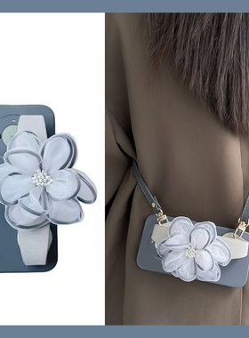 蓝色纱花适用华为mate60pro手机壳50e冷淡风30epro腕带40e手腕rs保时捷5g+十por韩系mata硅胶软壳mete斜挎女