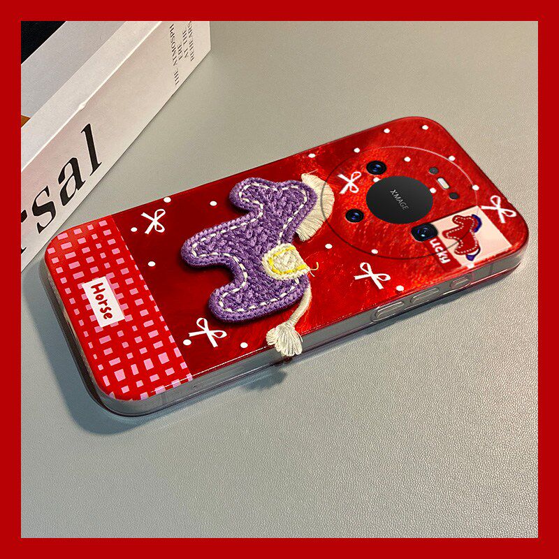 手机壳硅胶冰川纹新年红色2026马