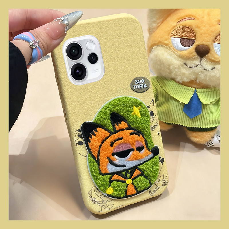刺绣疯狂动物园适用opporeno15pro手机壳reon14朱迪13尼克12可爱11皮纹10仿皮9por毛绒7se卡通6秋冬5k软0ppo