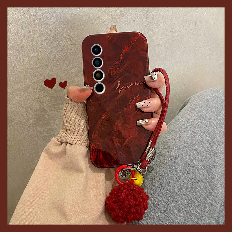 手机壳硅胶冰川纹新年红色2026晕