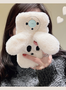 白色小狗适用华为mate60pro手机壳mata50e卡通rs保时捷设计mete40e+十meta30立体20x可爱10硅胶毛绒绒秋冬季p