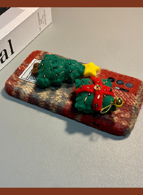 ins风格子圣诞树适用oppoa3pro手机壳a2x红色a1绒布a97毛绒a96秋冬季a95a93a91a72a58a57a52a32a11a9a31a8a5