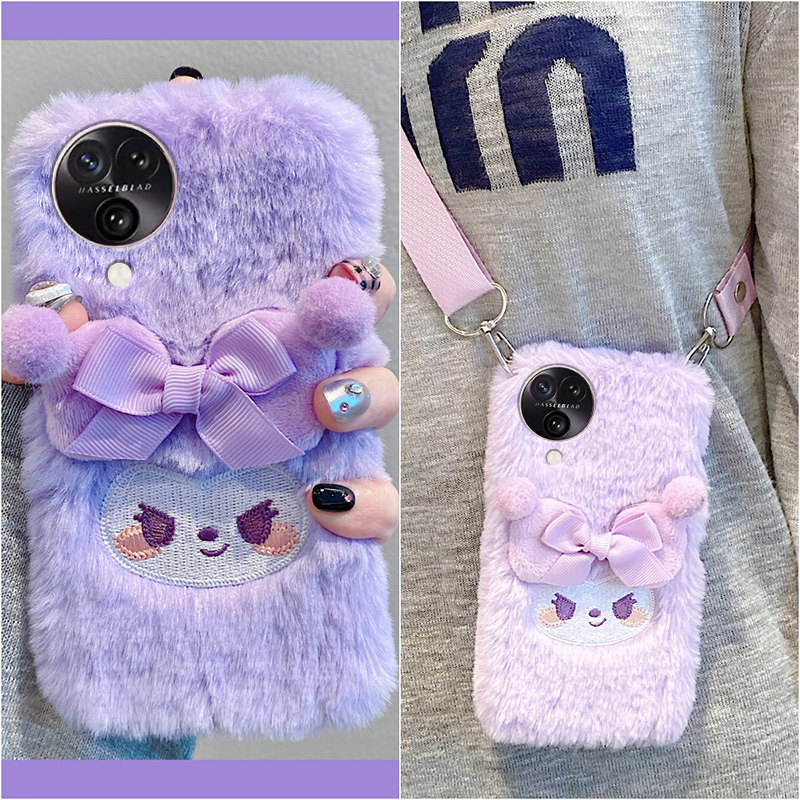 紫色毛绒绒oppo手机壳卡通