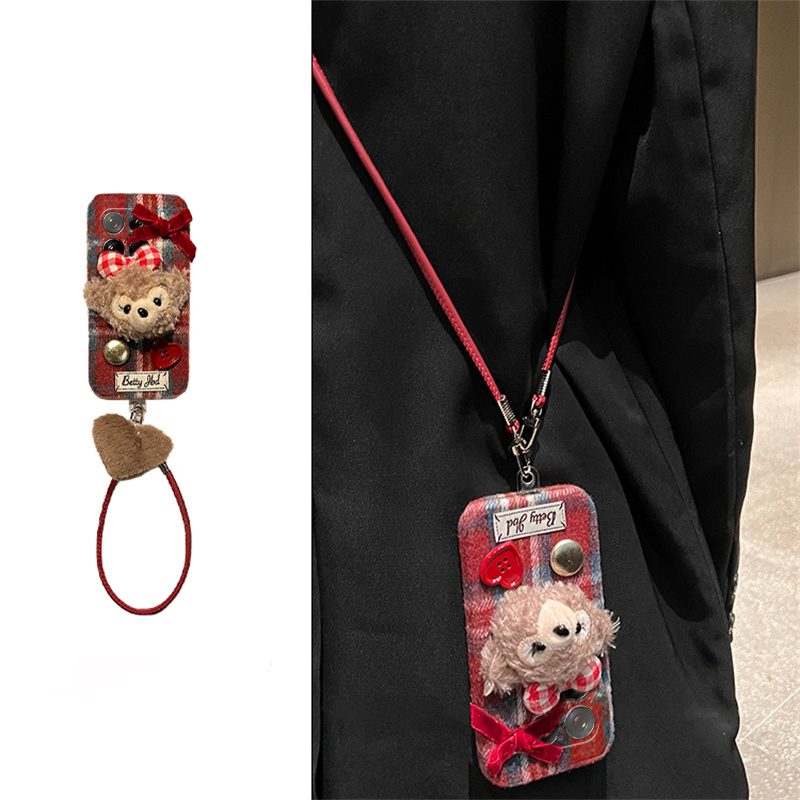 蝴蝶结达菲熊适用小米15pro手机壳14ultra斜挎13可背12spor卡通12x毛绒11青春版10硅胶mix4女8se/civi4/3/21s