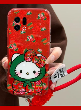 2026棉袄kt猫适用oppofindx9plus手机壳fondx8红色x50pro新年k12x挂绳x7凯蒂猫x6por/ultra/x5/x3/realme卡通