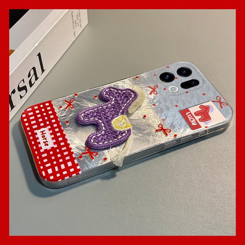 手机壳硅胶冰川纹新年红色2026马