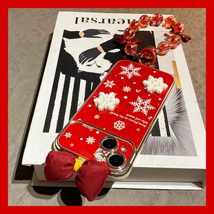 realme realmex2 ins风红色蝴蝶结雪花适用oppo真我gt8手机壳gt7立体12pro 喜庆gtneo5se新年gt2十q3s软q5por