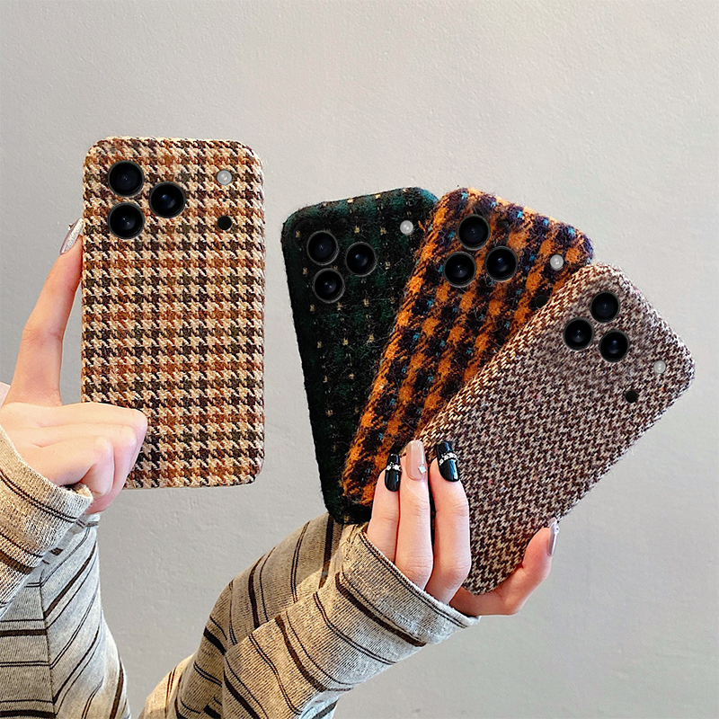 ins风复古千鸟格适用苹果17promax手机壳华为pura80荣耀400pro小米15拼色vivos30格纹opporeno14秋冬季x200软