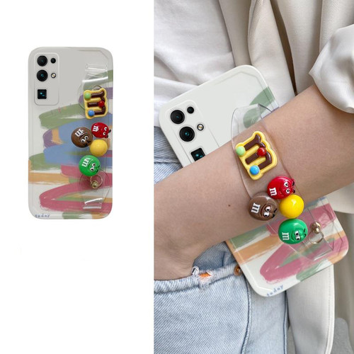 彩色油画适用华为荣耀30pro手机壳20s青春版x20se立体v20彩虹豆腕带20i畅玩30plusx斜挎10max/9xpro硅胶卡通p