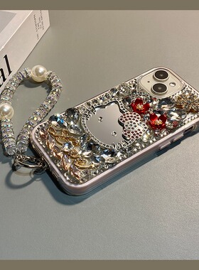 红色花朵kt猫适用华为荣耀x60pro手机壳x50i+畅玩60plus镜子50plus水钻x40宝石x30i镜面20麦芒10se挂链十立体