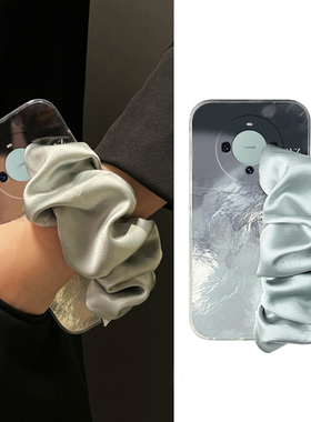 黑色晕染适用华为mate60pro手机壳mata50e立体rs保时捷设计mete40e+十meta30褶皱20x腕带10斜挎9硅胶可背带女