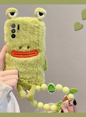 绿色香肠嘴青蛙适用oppoa3pro手机壳a2x斜挎a1可背a97秋冬季a96毛绒a95a93a91a72a58a57a52a32a11a9a31a8a5软