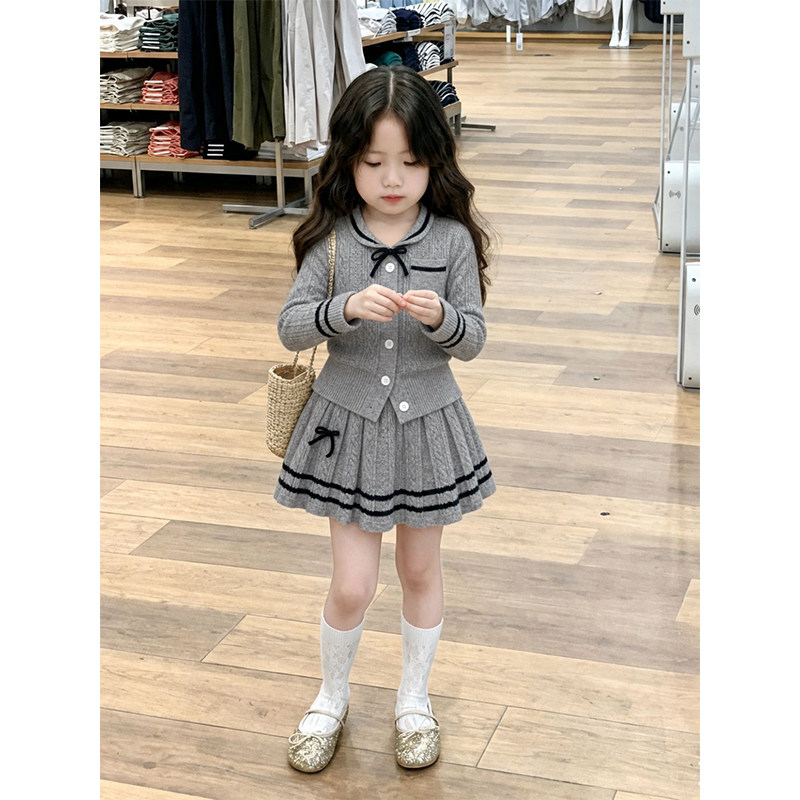女童秋季小香风蝴蝶结针织毛衣