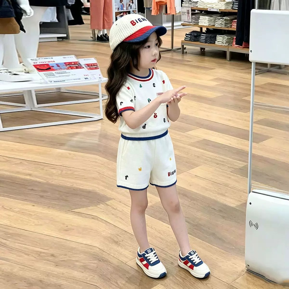 韩版女童夏季卡通装饰字母短袖
