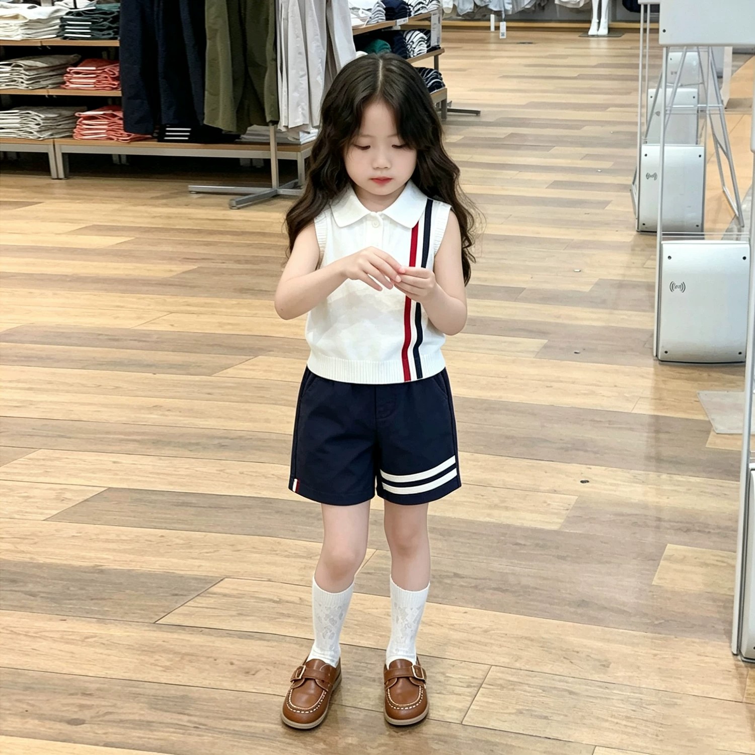 韩版女童夏季白色冰丝针织背心