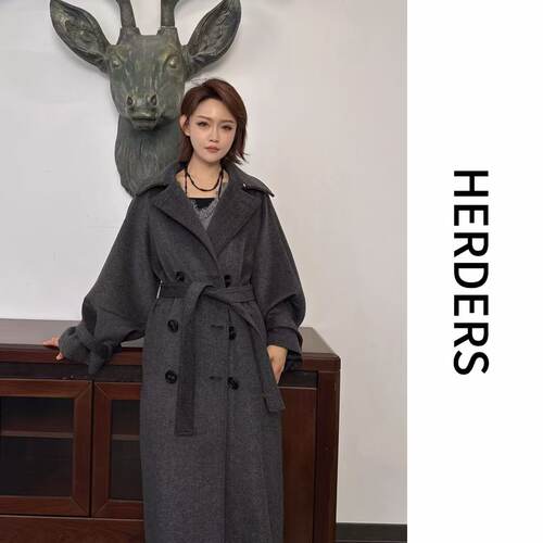 HERDER 长款翻领纽扣款双面呢外套 51201