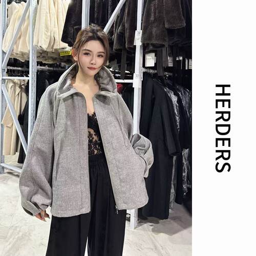 HERDERS 26年新款粗纺羊毛连帽女装外套 60301