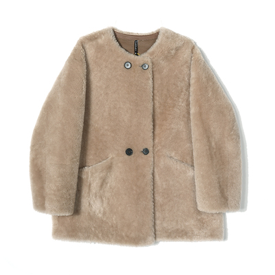 HERDERS（洛曼羊皮羊毛）白富美短款圆领皮毛一体 40915（锁仓）