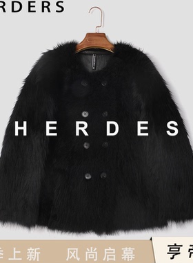 11.02 黑色S（直毛）中长款圆领双排扣皮毛一体 32266