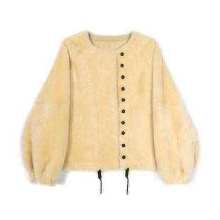 女士皮毛一体外套 圆领纽扣款 LW008 短款 HERDERS