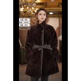 HERDERS 中长款翻领纽扣款顶奢拉贡皮草女款外套 52208