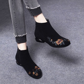 新款 秋冬款 绣花鞋 2025冬季 磨砂短靴女款 妈妈鞋 羊皮女靴软纯皮棉鞋