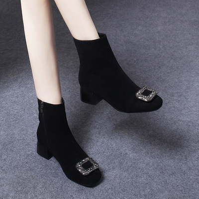 秋冬新款磨砂洋气小短靴