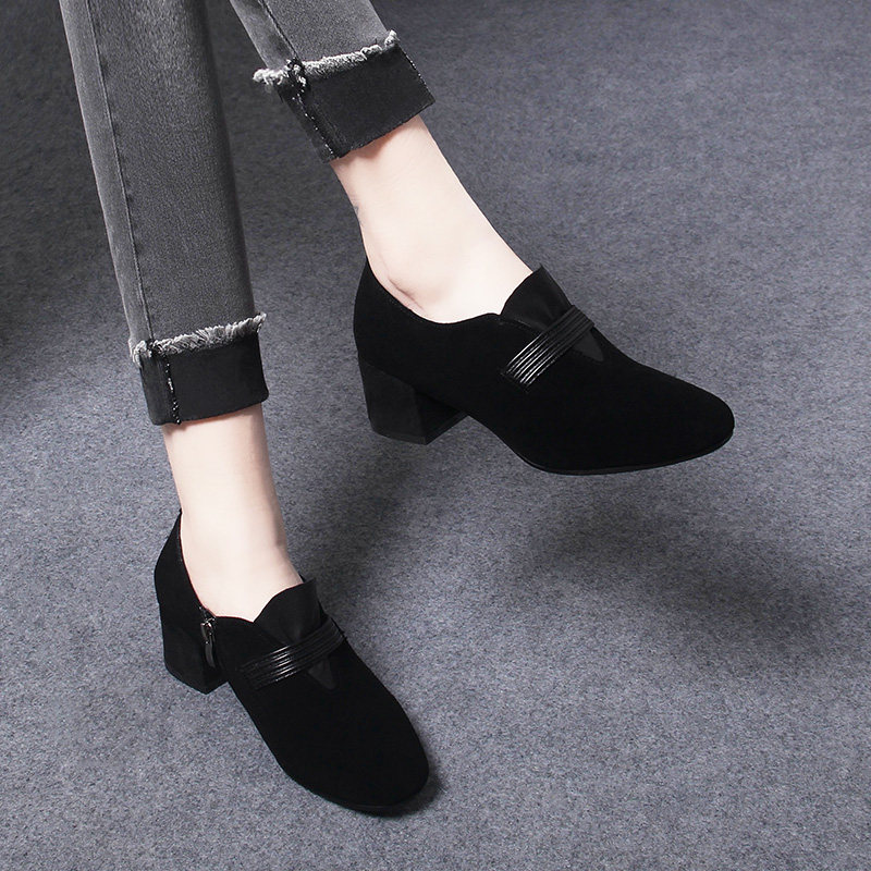 单鞋女2026新款女鞋春季羊皮女士鞋子春款真皮皮鞋女款绒面乐福鞋,女鞋,深口单鞋,淘宝优惠券,粉丝福利购,淘宝优惠卷