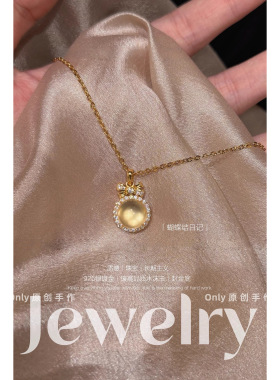 天然高冰透水沫玉葫芦吊坠玉翡翠首饰锁骨纯银项链翡翠小众轻奢款