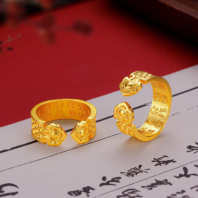立大福古法金锤纹如意百