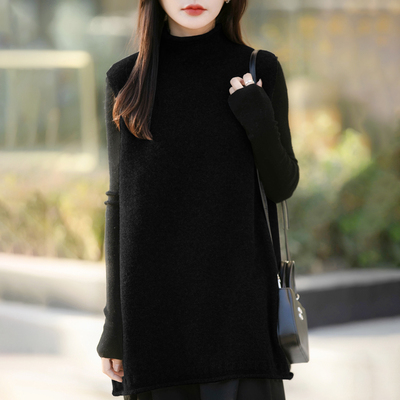 半高领无袖纯色毛针织马甲