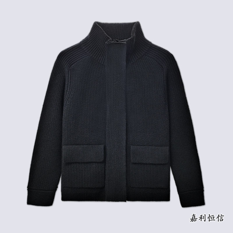 加厚单元宝女式纯山羊绒立领开衫