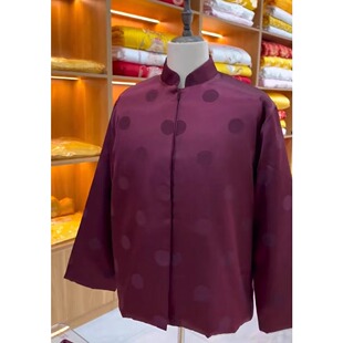 【闰年添福】高档唐装款真丝枣红男款波点添寿服全套