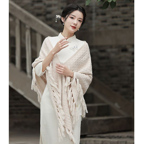 镂空配旗袍披肩外搭外套中国风民