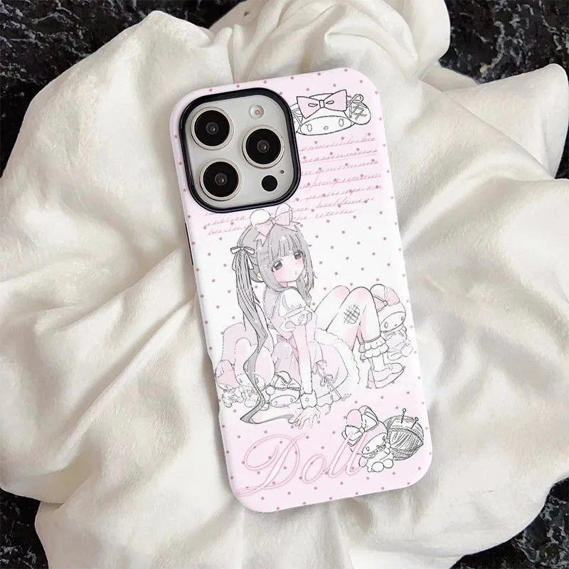 玩偶少女适用苹果17pro手机壳iPhone16/15/13/12promax日系14/7/8plus二次元11粉色古早