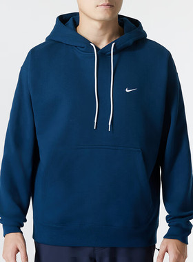 Nike耐克蓝色加绒连帽卫衣男针织加厚保暖运动装棉休闲上衣DA0316