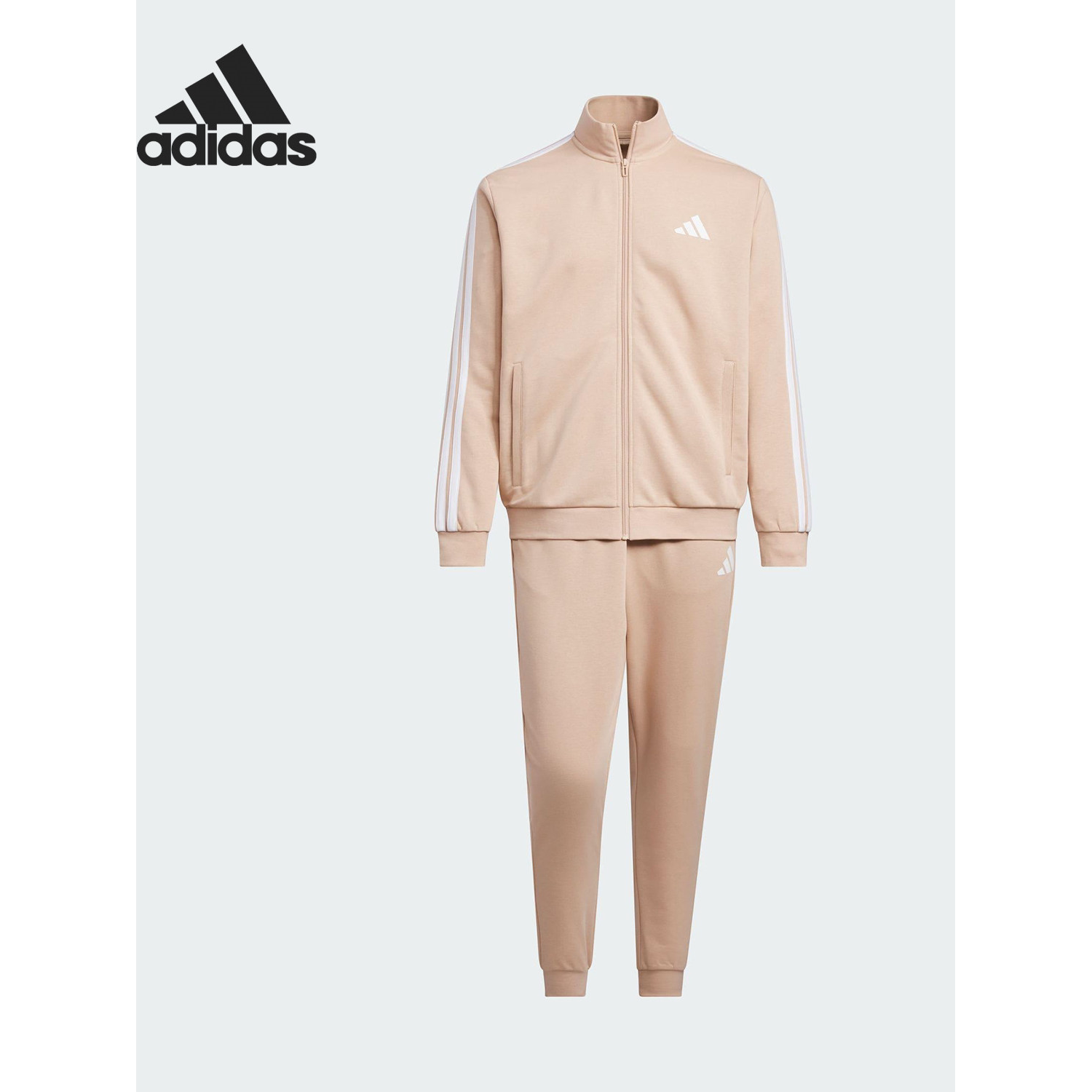 阿迪达斯套装男士健身训练运动服时尚三条纹休闲服立领外套JZ0111