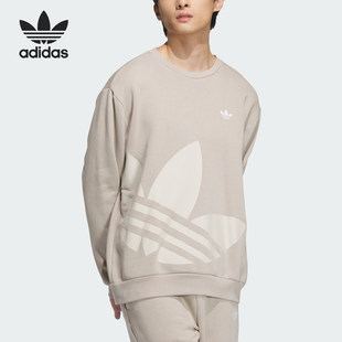 阿迪达斯三叶草卫衣男女装2025秋运动服休闲外套圆领套头衫JL8386