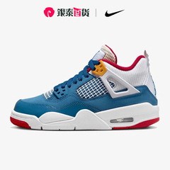 耐克女鞋Air Jordan 4 GS AJ4乔4蓝白红复古中帮篮球鞋DR6952-400