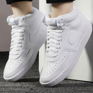 Nike耐克白色板鞋女2024夏新款高帮运动鞋保暖休闲鞋CD5436-100