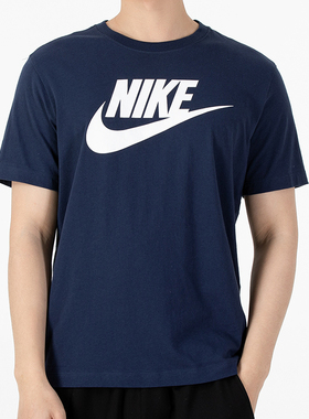 Nike耐克正品蓝色短袖男装春季新款运动服半袖纯棉T恤AR5005-411