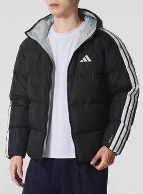 Adidas阿迪男装2025舒适保暖百搭运动休闲双面穿连帽羽绒服KC2490