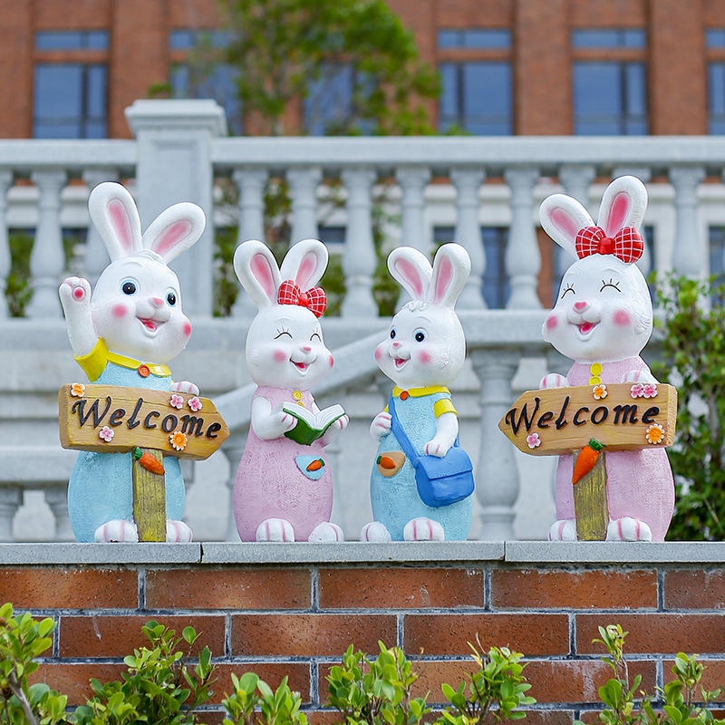 户外花园可爱卡通萌兔welcome欢迎词幼儿园庭院阳台装饰景观摆件