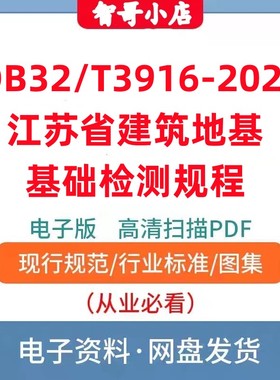 非纸质-DB32/T 3916-2020 江苏省建筑地基基础检测规程电子版PDF