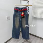 01.08 英英Chili 复古怀旧风垮垮慵懒加绒牛仔阔腿裤