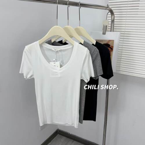【英英Chili】天丝羊绒V领韩系简约修身显瘦T恤LLKS 04.03
