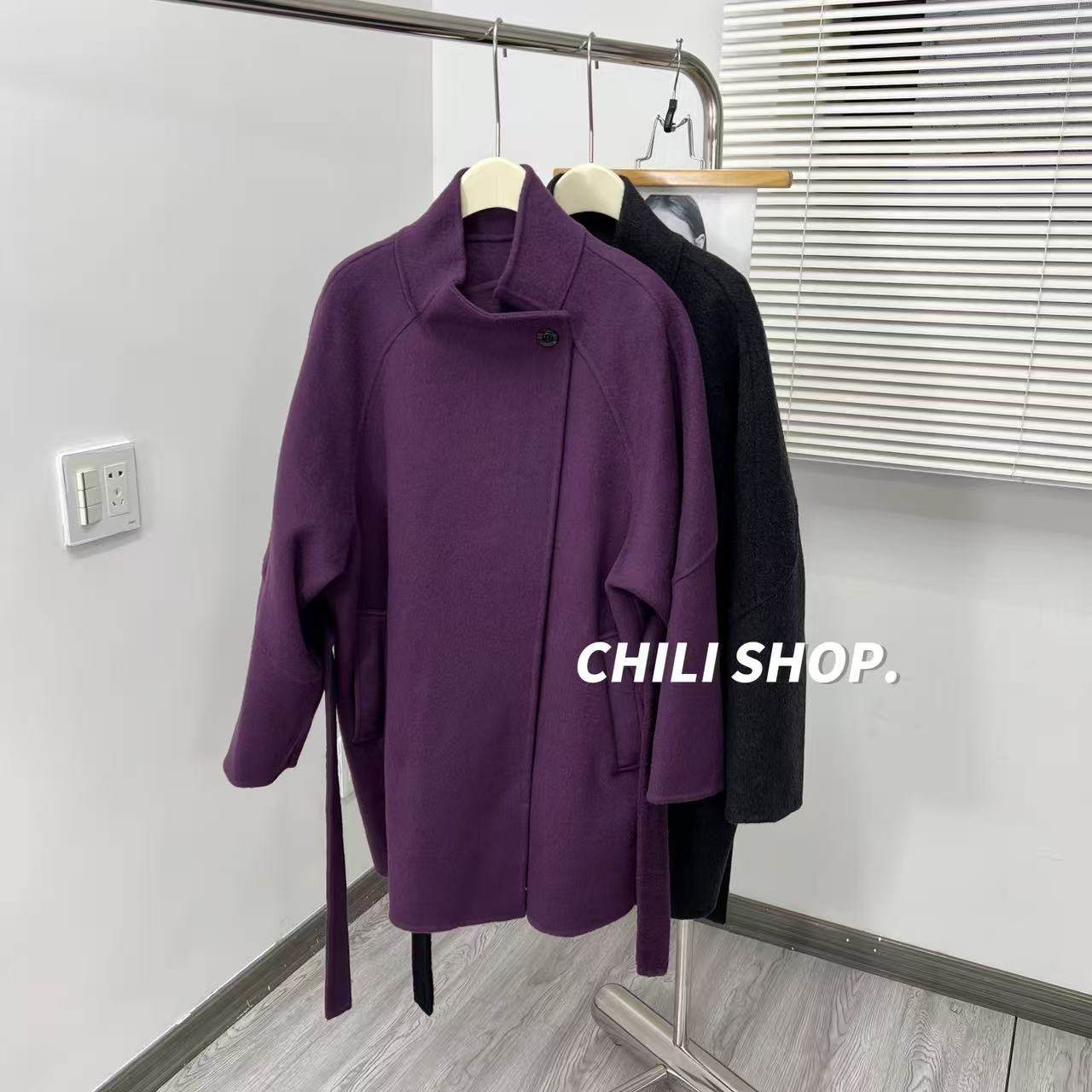 【英英Chili】韩系立领极简风气质高级感中长羊毛双面尼大衣10.30,女装/女士精品,毛呢外套,淘宝优惠券,粉丝福利购,淘宝优惠卷