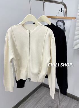 【英英Chili】线条立体感设计欧虎泡泡袖100全羊毛针织毛衣 12.08